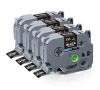 Unismar Cinta de repuesto compatible para Brother Ptouch TZe-355 TZ355 TZ 24 mm 0.94 laminado blanco sobre negro para PTD600 PT-P700 PT-2430PC PT-D600VP PT-D800W PT-P900W, 1 pulgada x 26.2 pies,