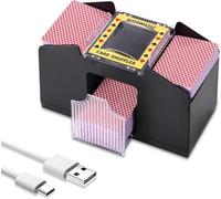 UNISOPH Máquina mezcladora de cartas, máquina mezcladora de cartas eléctrica de 1 a 4 cubiertas, USB y funciona con pilas, ideal para jugar a cartas como póquer, juegos de cartas de la ONU y blackjack