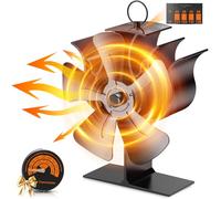 UNISOPH Ventilador de Estufa 5 Aspa, Ventiladores para Chimeneas Ventilador Estufa Leña para, Operación Silencioso Automático Estufas de Leña Ventilador Circulación de Aire Caliente Con Termómetro