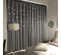 Unistar 2 Paneles de Cortinas Opacas con Estrellas para Dormitorio, niñas, niños, bebé, Cortina de Ventana de Doble Capa con Corte de Estrella, decoración estética de Sala de Estar, decoración de