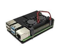Unistorm Raspberry Pi 4 Modelo B Caja de aluminio con doble ventilador de refrigeración Metal Shell caja negra para RPI 4B (con doble ventilador)