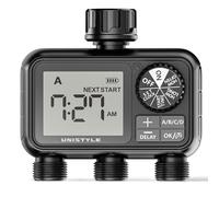 Unistyle Ordenador de riego de 3 salidas, reloj de riego automático, entrada de latón integrada, sistema de riego para riego de jardín, temporizador de agua, riego de jardín, aspersor de césped
