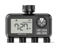 Unistyle Ordenador de riego de 4 salidas, reloj de riego automático, aspersor de césped, control de riego, sistema de riego para riego de jardín, temporizador de agua, riego de jardín