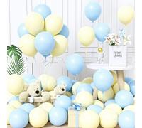 Unisun Globos Azul y Amarillo, 60Piezas 12Pulgada Globo Azul Amarillo Pastel Macarrón Niño Niña Baby Shower Bautismo Cumpleaños Boda Comprometimo Aniversario Nupcial Graduación Mascarada Decoración