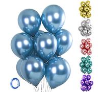 Unisun Globos metálicos, 20 globos azules metálicos cromados 12 pulgadas de grosor, globos brillantes helio para cumpleaños, baby shower, boda, aniversario, festival, carnaval, decoración de fiesta