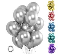 Unisun Globos metálicos, 20 globos metálicos de 30,5 cm de grosor, cromados y plateados, globos de helio brillantes para cumpleaños, baby shower, boda, aniversario, festival, carnaval (plata)