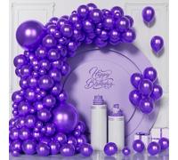 Unisun Globos Morados Cromados, 101 Piezas Globos Morados Metálicos Kit Arco Guirnalda, 5/10/12/18 Pulgadas Globo Morado para Hombres Niños Graduación Baby Shower Boda Fiesta Cumpleaños Decoraciones