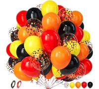 Unisun Globos Negro Rojo Amarillo Naranja, 50Piezas Negro Rojo Amarillo Confeti Globo Latex Niño Niña Hombres Mujer Cumpleaño Aniversario Compromiso Boda Despedida Soltera Valentín Mascarada Decora