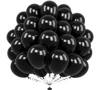 Unisun Globos Negros, 50 Piezas 12 Pulgadas Globos Negros Mate para Hombres Mujeres Fiesta Cumpleaños Baby Shower Boda Halloween Año Nuevo Graduación Festival Decoraciones Aniversario