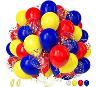 Unisun Globos Rojo Amarillo Azul, 50Piezas Amarillo Rojo Azul Oscuro Confeti Globo Latex Niño Niña Hombres Mujer Cumpleaño Aniversario Compromiso Boda Despedida Soltera Tema Carnaval Circo Decoración
