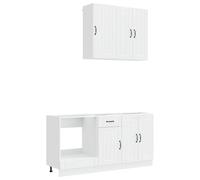 Unita cocina Luca 5 piezas blanco brillante madera ingeniería | Patas ajustables, fijación a pared, armarios de 40 y 60 cm, panel lavavajillas, montaje necesario
