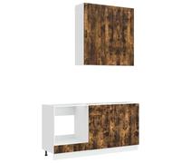 Unita cocina Lucca 5 piezas Roble Humo Madera Ingeniería | Madera de ingeniería, mueble pared 40x31x100 cm y 60x31x100 cm, base 60 cm, panel lavavajillas, anclaje a pared