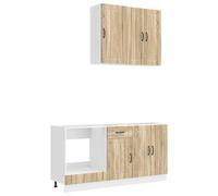 Unita cocina Lucca 5 piezas Roble Sonoma Madera Ingeniería | Armario de pared de 40 x 31 x 80 cm y 60 x 31 x 80 cm, base de 80 x 31 x 85 cm, panel lavavajillas, fijación a la pared