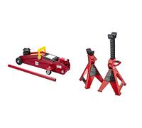 Unitec 10008 Gato Hidráulico 2 T & Amazon Basics - Gatos estabilizadores, de Acero, Capacidad de 3 toneladas - 1 par