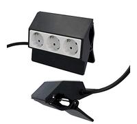 UNITEC 30893 Regleta con Cable de alimentación y Enchufe, 3 enchufes, Soporte de Pinza, Clip de fijación, Bicolor