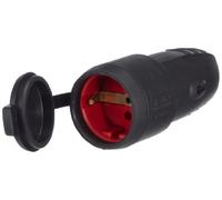 Unitec 40555L - Enchufe hembra con protección de goma con tapa, color negro