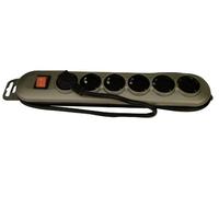 uniTEC 44145 SILVER-LINE - Regleta para 6 enchufes (con interruptor), color gris