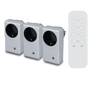 Unitec 48111 - Enchufes con control a distancia (3 enchufes y un mando a distancia), color plateado