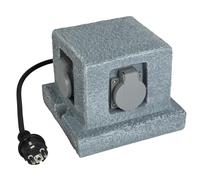 UNITEC Distribuidor de Enchufe para jardín con Aspecto de Piedra, Enchufe Exterior, IP44, 4 enchufes