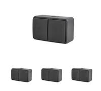 UNITEC Enchufe de 2 enchufes AP/FR Aqua, montaje en superficie, apto para ambientes húmedos, IP54, para interior y exterior, antracita, 1 unidad (Paquete de 4)