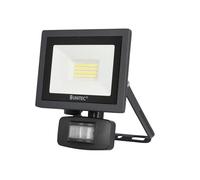 UNITEC Foco LED de jardín con detector de movimiento por infrarrojos de 180°, para exteriores, 20 W, 1600 lúmenes, 6500 K, color blanco