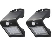 Unitec Lámpara de pared solar LED con detector de movimiento de 120°, 1,5 W, 220 lúmenes, 4000 K, IP65, color negro, 30911 (Paquete de 2)
