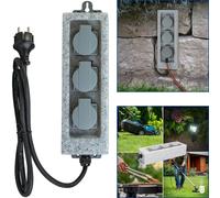 Unitec Mehrfachsteckdose IP44 Para Pared Exterior 3 Tomas Gris 1,5 m