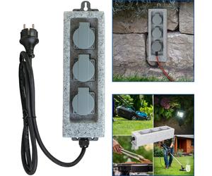 Unitec Mehrfachsteckdose IP44 Para Pared Exterior 3 Tomas Gris 1,5 m