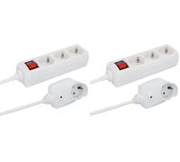 Unitec Regleta de 3 enchufes con interruptor (2 m), color blanco (Paquete de 2)