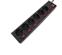Unitec - Regleta de 6 enchufes con 7 Interruptores, 1,4 m, 1 Pieza, Negro, 44555