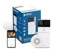 UNITEC Videoportero WiFi con aplicación para Smartphone, batería o cableado Fijo, con cámara WiFi Full HD, Audio de 2 vías, Incluye Timbre inalámbrico