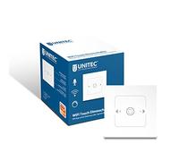 UNITEC WiFi Touch Dimmer, Control a través de Smartphone, Tablet o botón, función táctil, con programación de Tiempo, iluminación integrada, Color Blanco