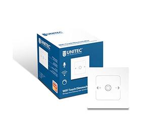 UNITEC WiFi Touch Dimmer, Control a través de Smartphone, Tablet o botón, función táctil, con programación de Tiempo, iluminación integrada, Color Blanco