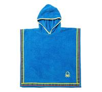UNITED COLORS OF BENETTON. Albornoz Poncho De Niño 85X85Cm 380GSM 100% Algodón, Durabilidad Excepcional, Agradable al Tacto, Certificación Oeko-Tex, Apto lavado a máquina, Azul Kids