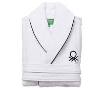 UNITED COLORS OF BENETTON. Albornoz Unisex hombre o mujer 360gsm 100% algodón, Blanco