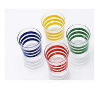 UNITED COLORS OF BENETTON. BE070 Set 4 Piezas Vasos de Agua 0.345 l Cristal Rayas Multicolor Casa Benetton, 345 Cubic_Centimeters, Glass