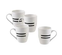 UNITED COLORS OF BENETTON. BE112 Set 4p mugs 11cm 360ml new bone china diseño logo estampado negro Casa Benetton, Loza