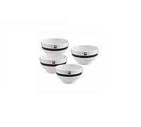 UNITED COLORS OF BENETTON. BE115 Set 4pcs bols 650ml new bone china diseño logo estampado negro Casa Benetton, Loza