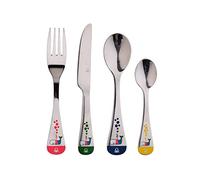 UNITED COLORS OF BENETTON. Kids | Juego de Cubiertos de Acero Inoxidable | Set de 4 Piezas | Mangos Ergonómicos | Apto para Lavavajillas |Set de Cubiertos | Ideal para Niños | Diseño Colorido