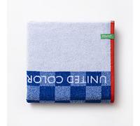 UNITED COLORS OF BENETTON Kids - Toalla de Playa para niños de 70 x 140 cm, 450 gsm, 100 % Algodón, Gran Suavidad, Ligera, Secado Rápido, Unisex, Apta lavado a máquina, Azul Cuadros