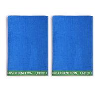 UNITED COLORS OF BENETTON, SET 2 TOALLAS DE PLAYA 90X160CM 380GSM VELOUR 100PercentALGODON AZUL CASA BENETTON, 90x160 c/u