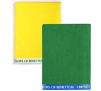 UNITED COLORS OF BENETTON, SET 2 TOALLAS DE PLAYA 90X160CM 380GSM VELOUR 100PercentALGODON CASA BENETTON, Verde + Amarillo, 90x160 c/u