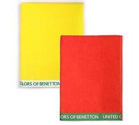 UNITED COLORS OF BENETTON, SET 2 TOALLAS DE PLAYA 90X160CM 380GSM VELOUR 100PercentALGODON CASA BENETTON, Rojo + Amarillo, 90x160 c/u