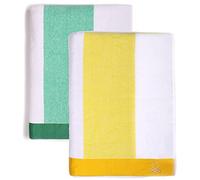 UNITED COLORS OF BENETTON, SET 2 TOALLAS DE PLAYA 90X160CM 450GSM TERRY 100PercentALGODON CASA BENETTON, Verde + Amarillo, 90x160 c/u