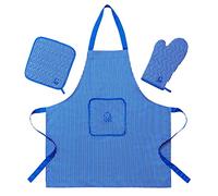 UNITED COLORS OF BENETTON. Set 3pcs (Delantal+manopla+agarrador) 100% algodón 190gsm Azul Casa Benetton, M (BE048)