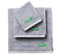 UNITED COLORS OF BENETTON. Set 3pcs Toallas de baño (30 x 50 + 50 x 90 + 70 x 140 cm) 450 gsm 100% algodón Gris Casa (BE023)