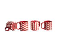 UNITED COLORS OF BENETTON. - SET 4 PZS TAZAS GRES 360ML PUNTOS ROJOS TOPOS ROJOS