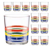 UNITED COLORS OF BENETTON. Set cristalería 12 Piezas de Vasos de Vidrio para Agua, Decorados, 33 ristal, Rayas Finas
