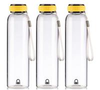 UNITED COLORS OF BENETTON. Set de 3 unidades de botella de agua 550ml borosilicato tapa amarilla Casa Benetton, 550 ml c/u