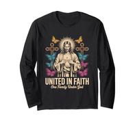 United in Faith Vintage Jesus Christian Streetwear Manga Larga